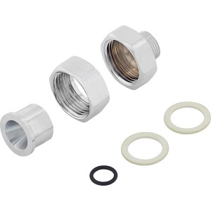 Raccordo per contatore dell'acqua (G 3/8) set da 2 pezzi, cromato, per contatori dell'acqua con valvola ad angolo.