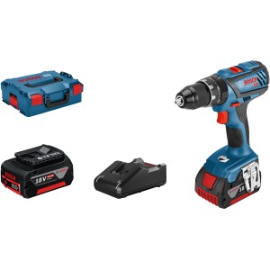 Set avvitatore a percussione Bosch Professional GSB 18V-28 con batterie, caricabatterie e L-Boxx.