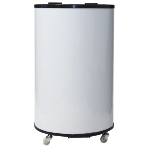 Kibernetik Party-Cooler KS40M, réfrigérateur cylindrique blanc-noir 41 L pour boissons, avec roulettes.