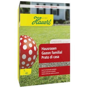 Hauert Hausrasen 1 kg, semences pour gazon familial résistant avec accélérateur de germination.