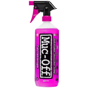 Muc-Off Fahrradreiniger 1 l, pinke Reinigungsflüssigkeit mit Sprühkopf für die Fahrradpflege.