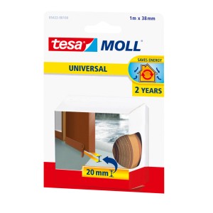 Tesamoll Joint de bas de porte universel marron, 1 m x 38 mm, pour l'étanchéité des portes et fenêtres.