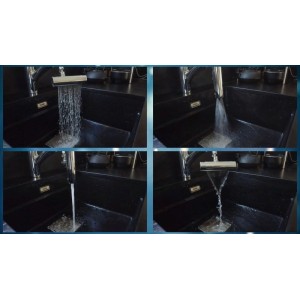 Starlyf 4in1 attacco rubinetto Cascade Multi Jets cromato con diverse impostazioni del getto d'acqua.