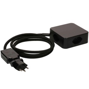 Bloc multiprise noir MaxTex Cube avec 4 prises T13 et fiche Clip-Clap.