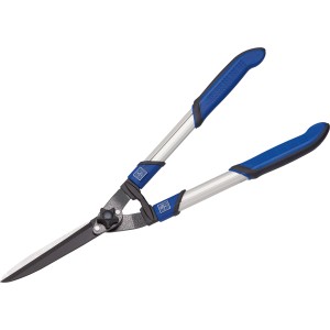Cisailles à haie LUX avec poignées en aluminium et manche en plastique bleu.