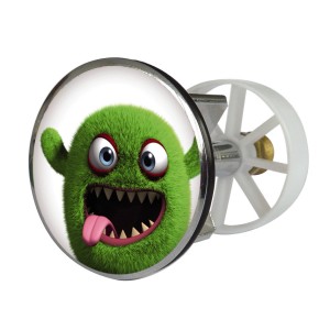 Tappo lavandino con decoro Monster Grausi, adatto per scarichi da 38-40 mm.