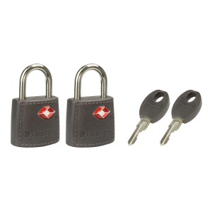 Master Lock TSA Reise-Vorhängeschlösser, 2er-Pack mit Schlüsseln, Farbe zufällig.