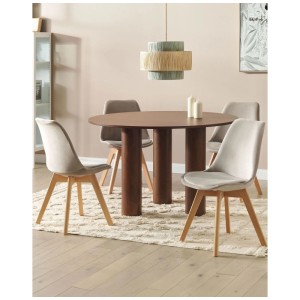 Beliani Esszimmerstühle Dakota II, 2er-Set, Samtstoff Taupe, Holzbeine.