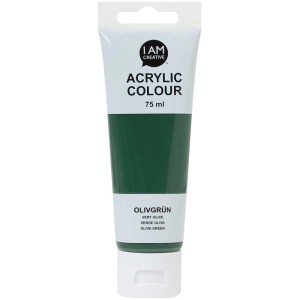 Tube I Am Creative Acrylfarbe Olivgrün, 75 ml. Ideal zum Malen und Basteln.