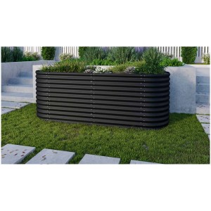 Estensione per aiuola rialzata Vitavia Stretched 858 nera, 80x80 cm, in Zincalume in giardino.
