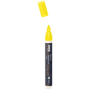 Gelber Kreul Javana Stoffmalstift Texi Mäx Opak mit abgenommener Kappe.