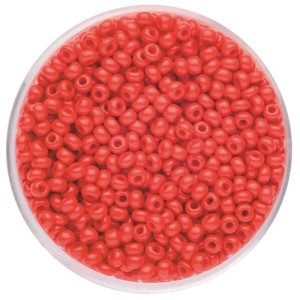 Koralle Rocailles Perlen (2,6 mm) für Schmuckbasteln im durchsichtigen Behälter.