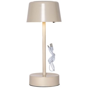 Lampada da tavolo solare a LED beige Solei di Star Trading, alta 26,5 cm, con cavo USB.
