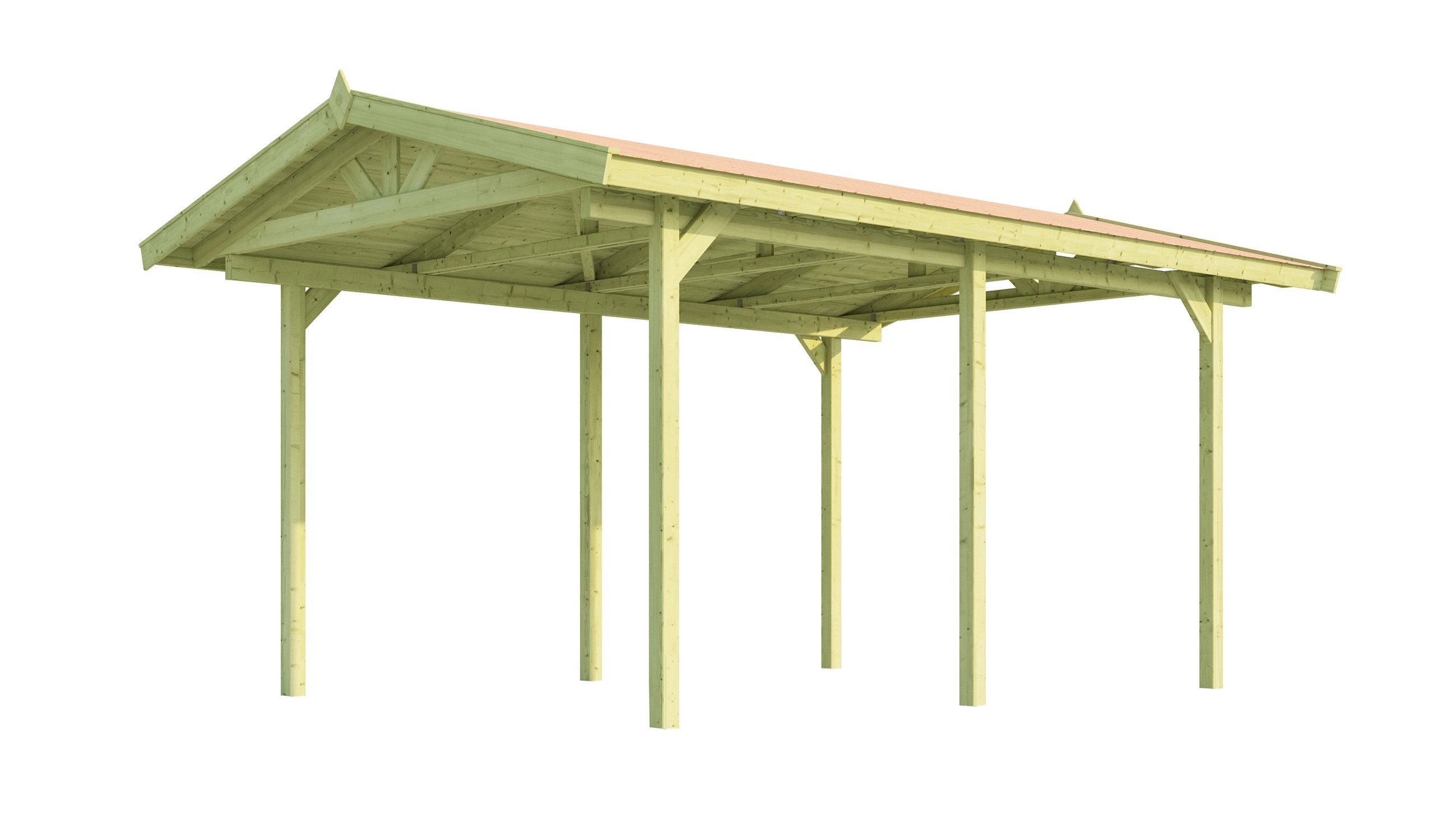Weka Satteldach-Carport 611 mit Satteldach (HxBxT) 270 x 288 x 389