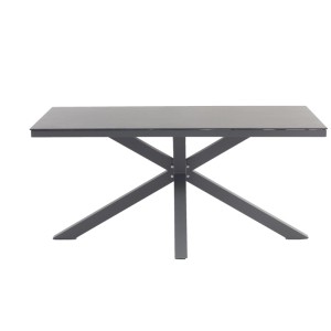 Tavolo da giardino Acamp Queens, grigio antracite, con telaio in alluminio a X e piano in vetroceramica.