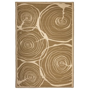 Tappeto da esterno marrone con motivo ad anelli di albero, 150x242,5 cm, in polipropilene.