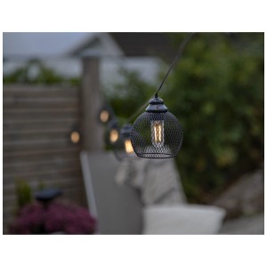 Guirlande solaire LED Star Trading avec 8 globes en métal blanc chaud pour l'extérieur.