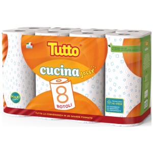 Tutto asciugatutto Big Pack con 8 rotoli di carta da cucina.