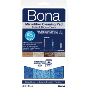 Panno di pulizia in microfibra Bona, blu, con design a due zone nella confezione. Ideale per la pulizia dei pavimenti.