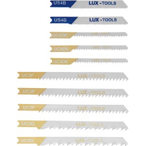 Set di lame per seghetto alternativo LUX con attacco a U, 10 pezzi per legno, plastica e metallo.