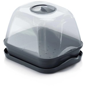 Semenzaio da tavolo Respana, set 3in1 grigio con coperchio, vaschetta e sottovaso per la coltivazione.