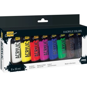 Solo Goya Acrylfarben 8er Set, 20ml Tuben in verschiedenen Farben.