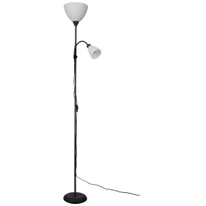 Lampadaire noir Eglo Montanini-E avec liseuse et douille E27/E14.