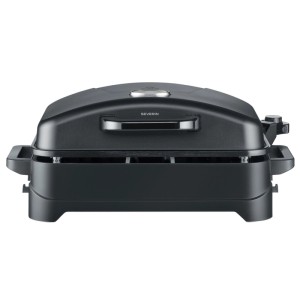 Grill de table noir Severin PG8597 avec couvercle et thermostat. Grill électrique pour intérieur et extérieur.