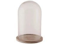 Glosche aus Glas Holzbasis klein Klar Ø 17 cm / Höhe 25 cm