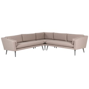 Divano angolare modulare da giardino Loretello beige in tessuto per 5 persone. Arredo lounge moderno per esterni e interni.