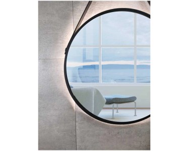 Miroir LED APOLO avec bord en finition noir mat - 100x70x11cm