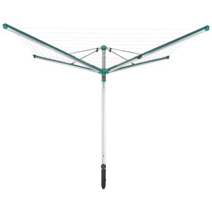Stendibiancheria a ombrello Leifheit Linomatic 500 Deluxe aperto, con 50 m di filo.