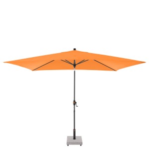 Ombrellone arancione Doppler a palo centrale 300x200 cm con funzione auto-tilt e struttura in alluminio.