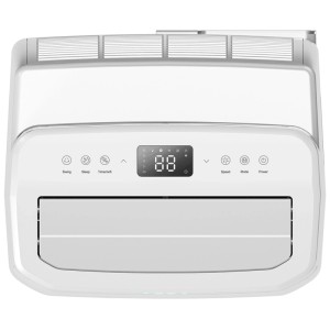 Climatiseur Trisa Cool Mate X77 Pro, vue de dessus blanche avec écran et commandes.