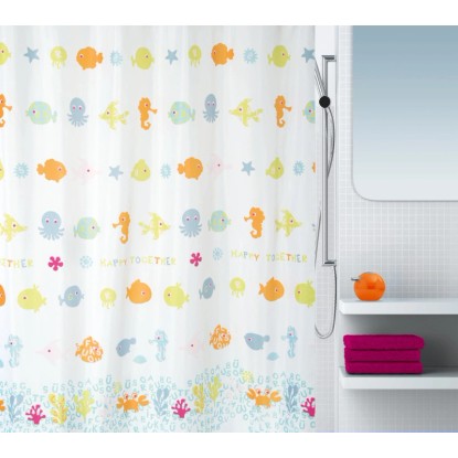 Spirella Textiler Duschvorhang Happy Fish 180 x 200 cm