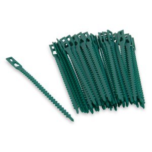 Attaches pour plantes Windhager, 50 attaches en plastique vert (13 cm) pour tuteurs de jardin.