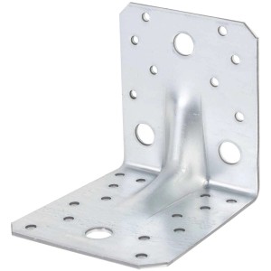 Staffa angolare per carichi pesanti in acciaio zincato Sendzimir, 105x90x105 mm, per montaggio legno.