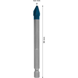 Punta per piastrelle Bosch Expert Hex-9, 8 mm, blu-argento, per ceramica dura.