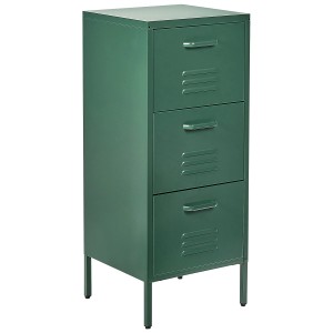 Classeur Wostok en métal vert avec 3 tiroirs pour bureau ou espace de travail.
