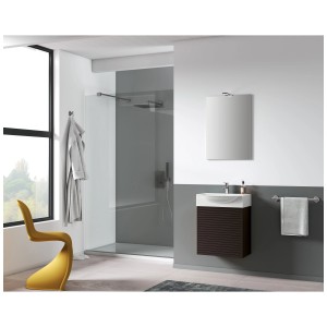 Ensemble de meubles de salle de bain Mini, noir mat, avec meuble sous-vasque, vasque en céramique et miroir LED. Idéal pour les salles de bain d'invités.