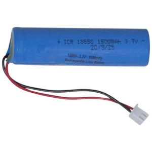 Batteria blu Star Trading Lithium-Ion 18650, 3.7 V, 1500 mAh con cavo.