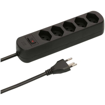 Multipresa Basic Line 5 x tipo 13 Nero