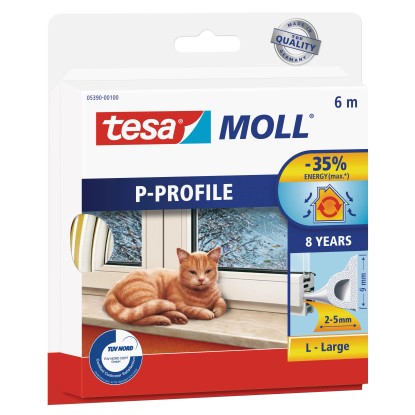 Tesamoll Gummidichtung P-Profil Weiss / 6 m