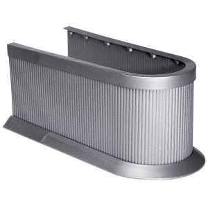 Cache-siphon argenté Badmobil pour meubles de salle de bain, surface rainurée.