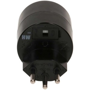 Adaptateur de voyage Schuko Type12 noir pour prises suisses.
