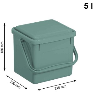 Rotho Komposteimer Bio, 5 l, Mistletoe Green, mit Deckel und Tragegriff.