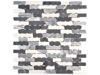 Marmormosaik Black-Grey-White-Mix Brick 30,5 x 30,5 cm Marmormosaik Black-Grey-White-Mix Brick 30,5 x 30,5 cm