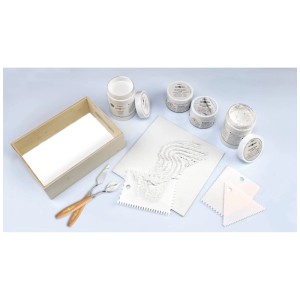 Glorex Effektspachtel-Set aus Kunststoff, 3 Stück, erzeugt vielfältige Strukturen mit Zackenmustern für Acrylmalerei.
