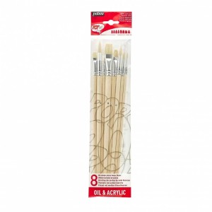 Pébéo Borstenpinsel Set, 8-teilig, für Öl- und Acrylmalerei, verschiedene Formen und Größen.