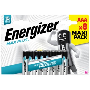 Piles Energizer Max Plus AAA, lot de 8. Micro-piles pour une alimentation longue durée.